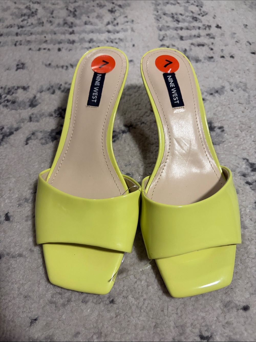 Nine West Neon Lime Open-Toe Slide Mules - Picture 2 of 8